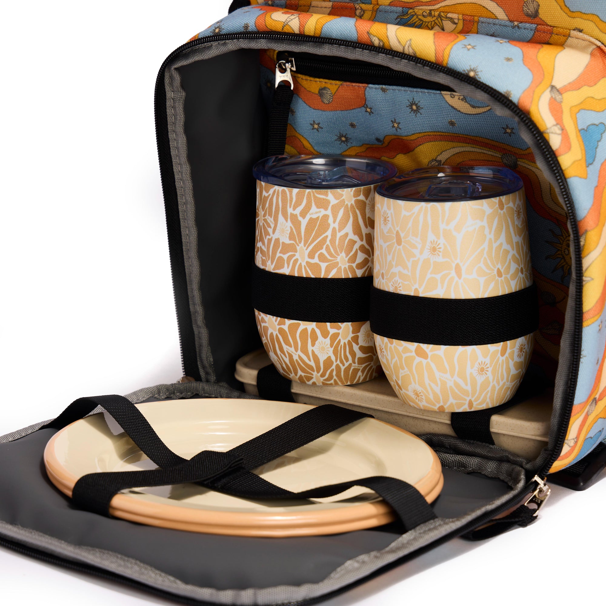 cool leather picnic backpack Picnic Backpack in Starry Seas Print
